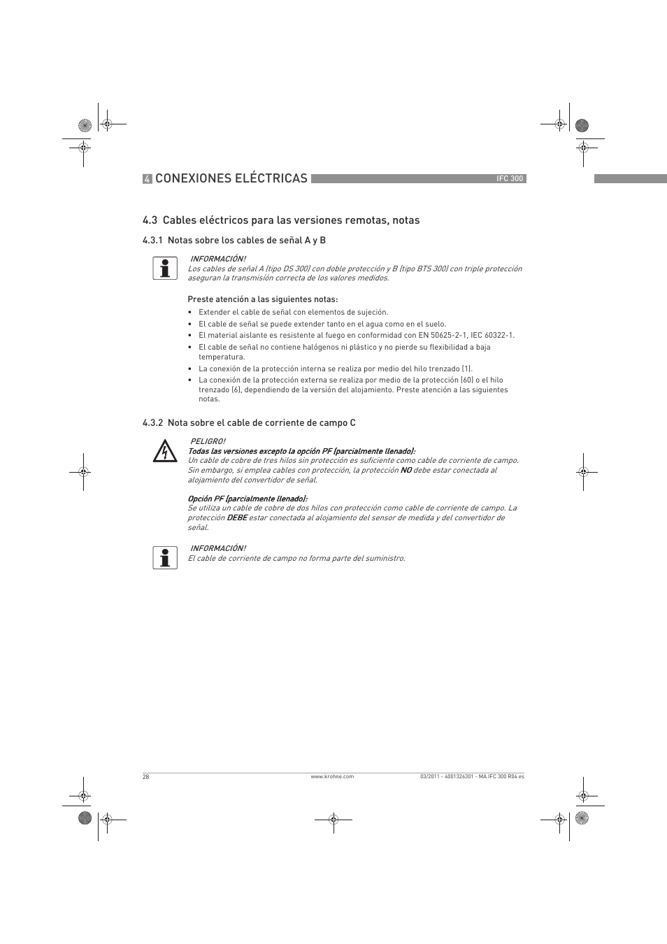 Conexiones eléctricas | KROHNE IFC 300 Converter ES User Manual | Page 28 / 196