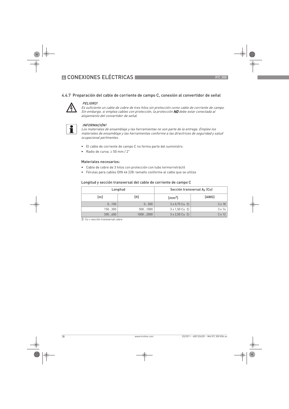 Conexiones eléctricas | KROHNE IFC 300 Converter ES User Manual | Page 38 / 196