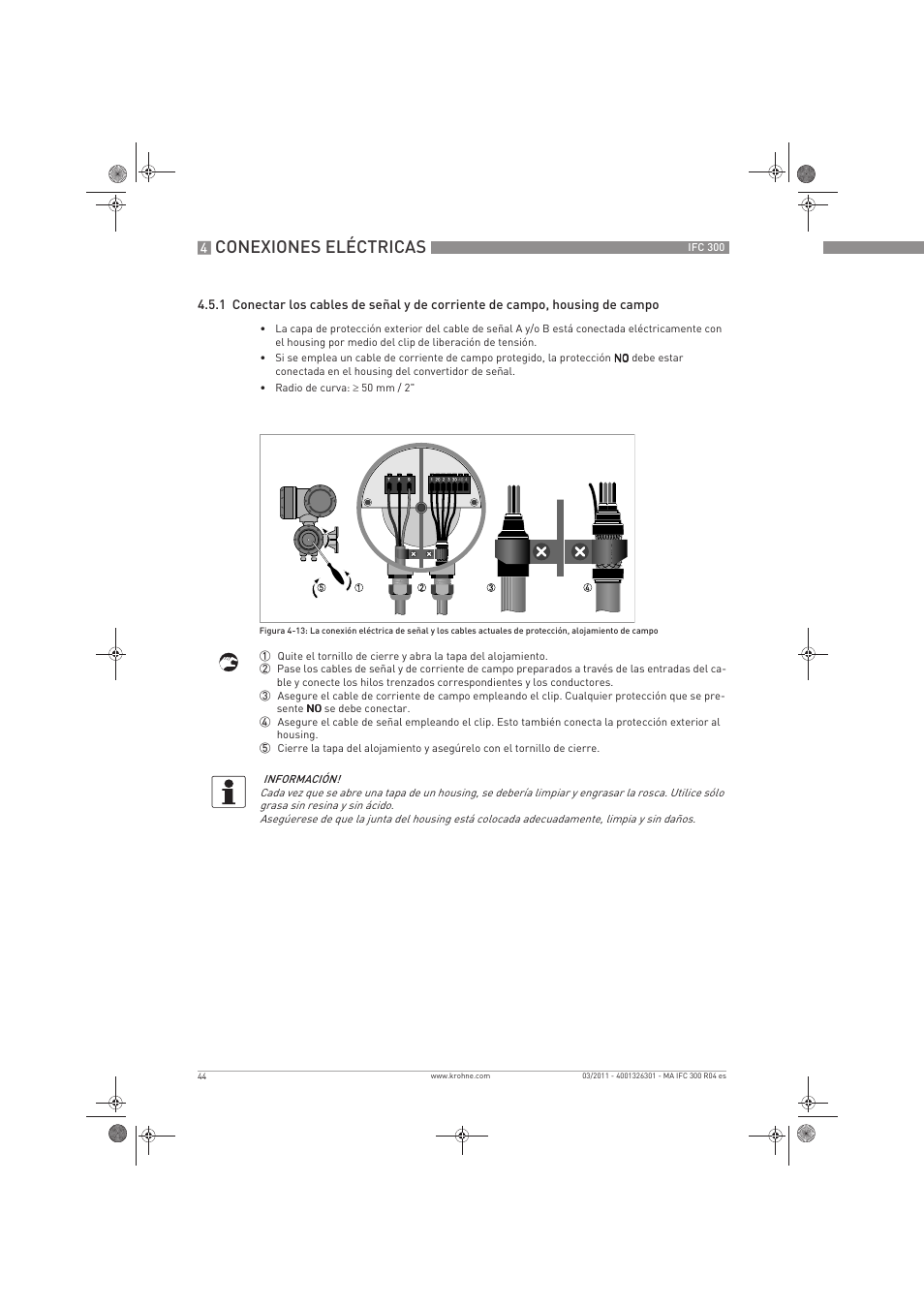 Conexiones eléctricas | KROHNE IFC 300 Converter ES User Manual | Page 44 / 196