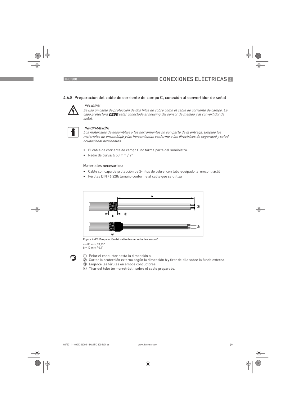 Conexiones eléctricas | KROHNE IFC 300 Converter ES User Manual | Page 59 / 196