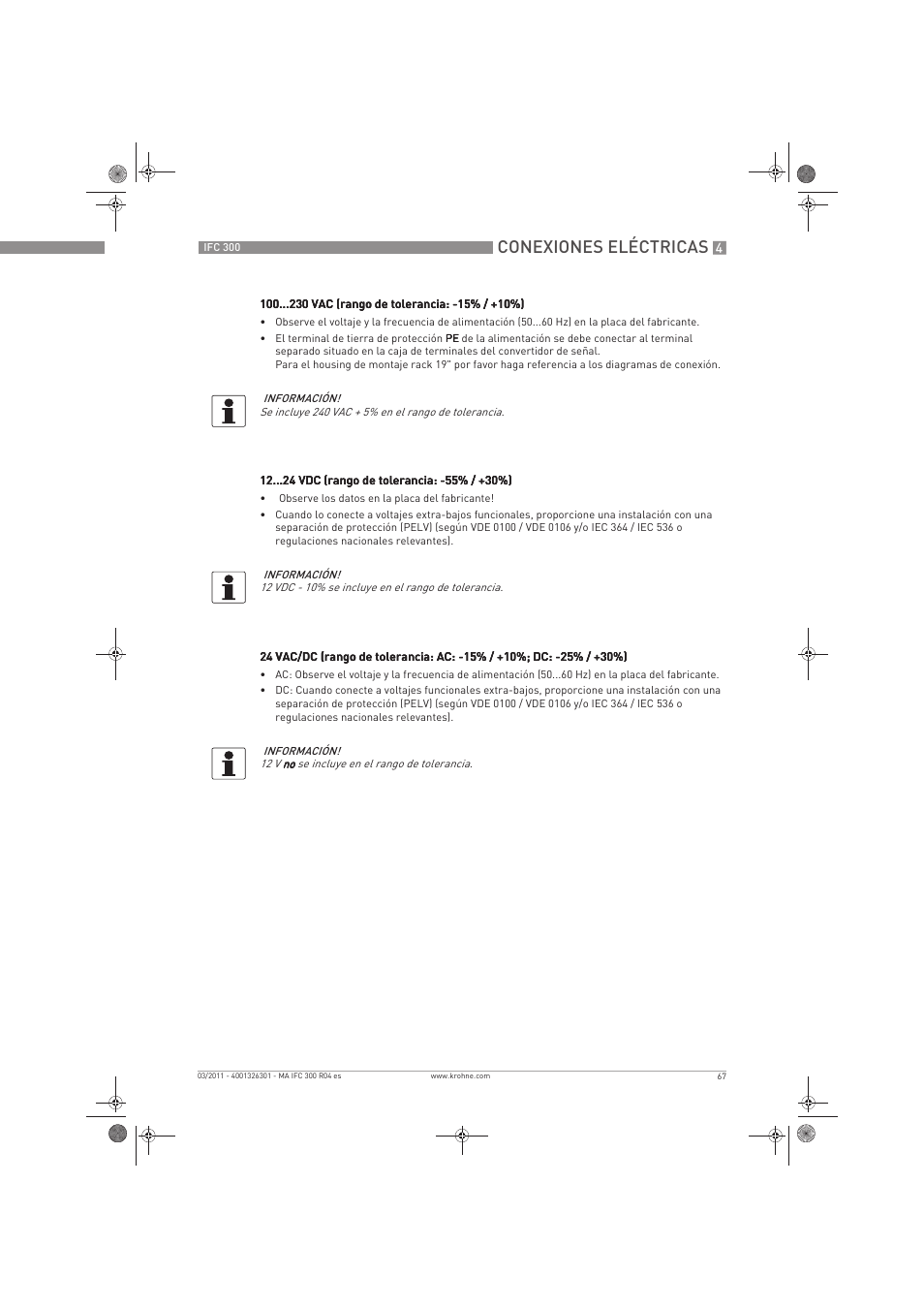 Conexiones eléctricas | KROHNE IFC 300 Converter ES User Manual | Page 67 / 196