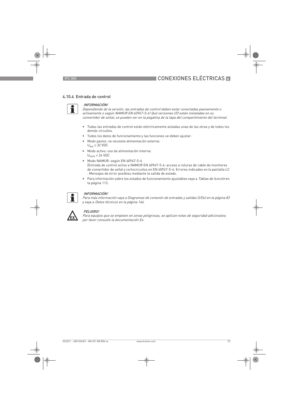 Conexiones eléctricas | KROHNE IFC 300 Converter ES User Manual | Page 77 / 196