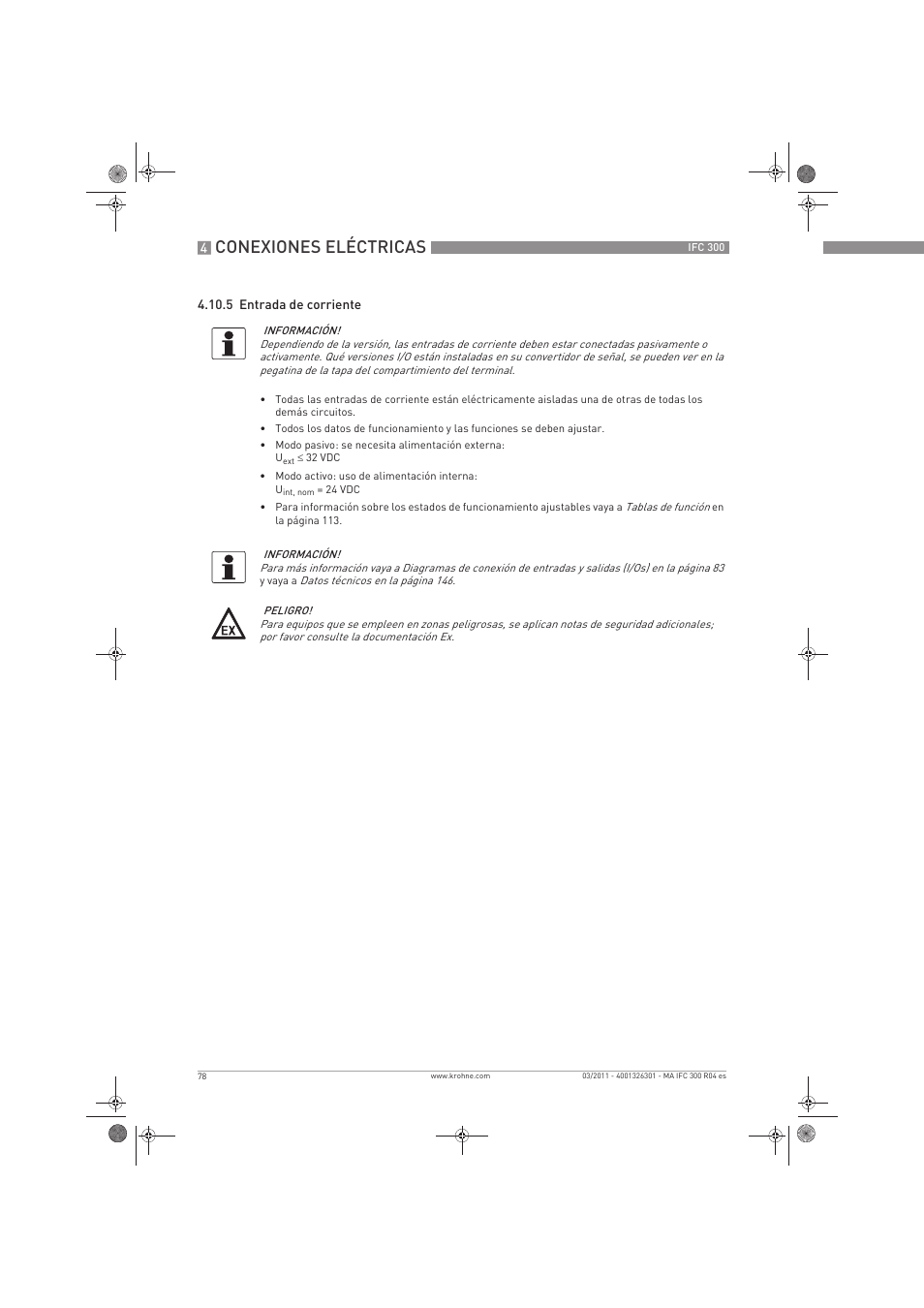 Conexiones eléctricas | KROHNE IFC 300 Converter ES User Manual | Page 78 / 196