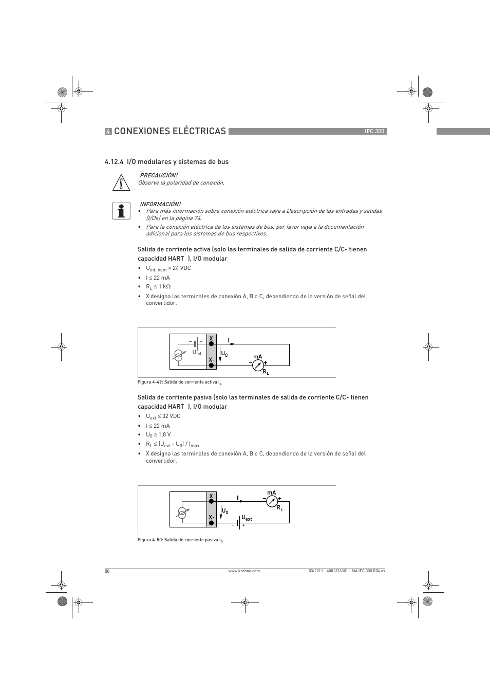 Conexiones eléctricas | KROHNE IFC 300 Converter ES User Manual | Page 88 / 196