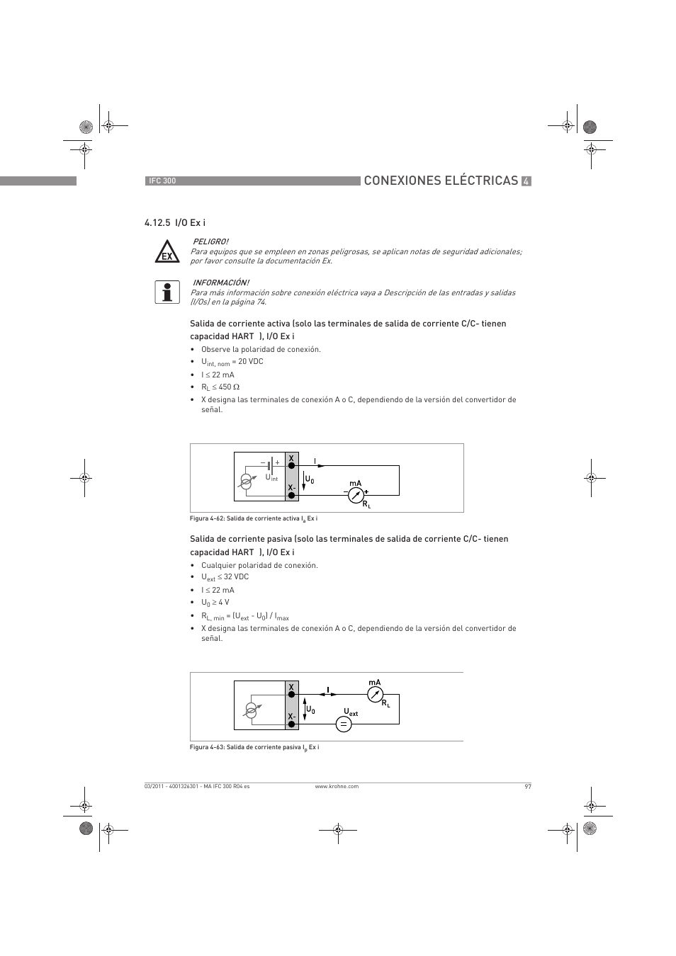 Conexiones eléctricas | KROHNE IFC 300 Converter ES User Manual | Page 97 / 196