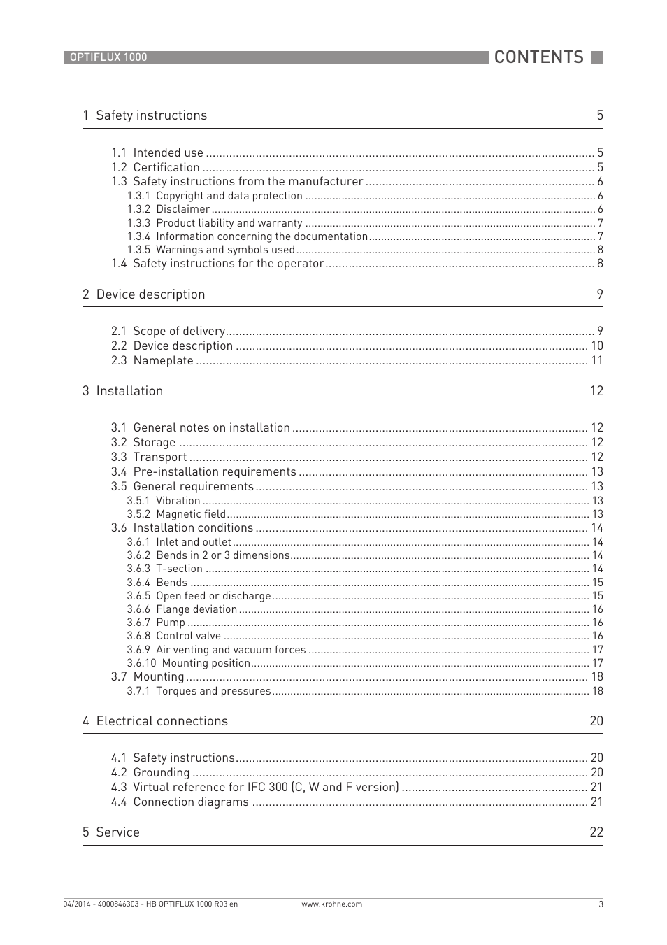 KROHNE OPTIFLUX 1000 EN User Manual | Page 3 / 32