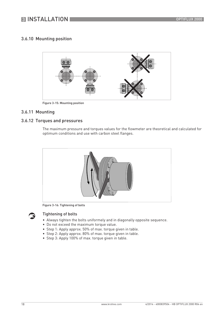 Installation | KROHNE OPTIFLUX 2000 EN User Manual | Page 18 / 48