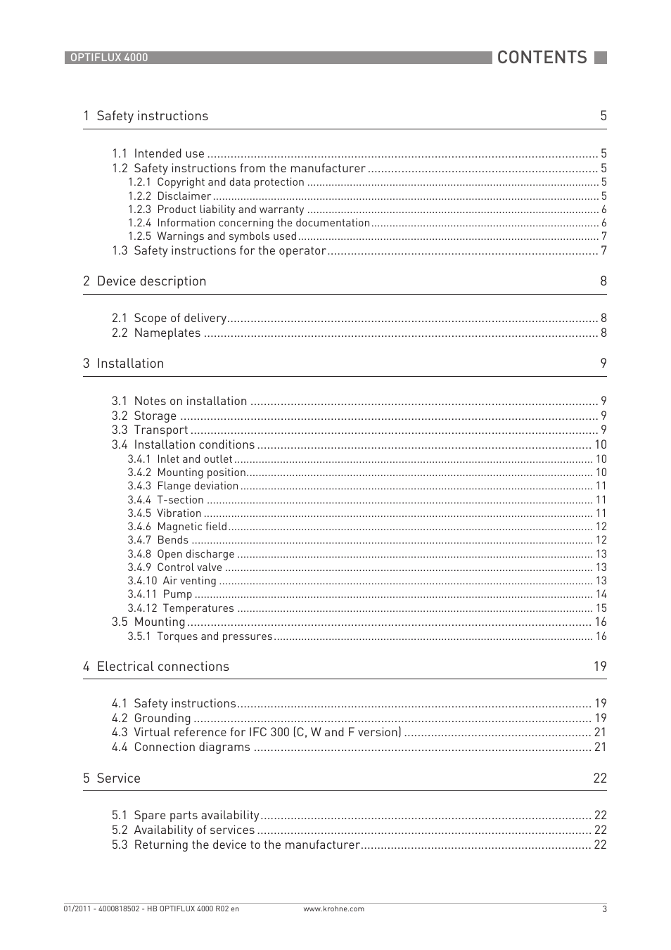 KROHNE OPTIFLUX 4000 EN User Manual | Page 3 / 36