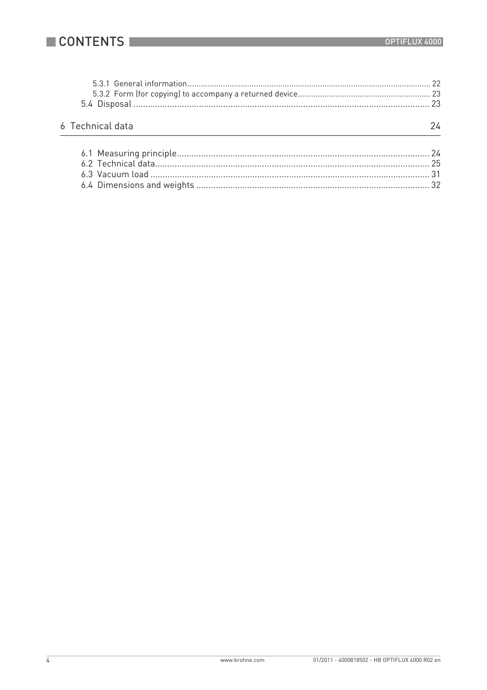 KROHNE OPTIFLUX 4000 EN User Manual | Page 4 / 36