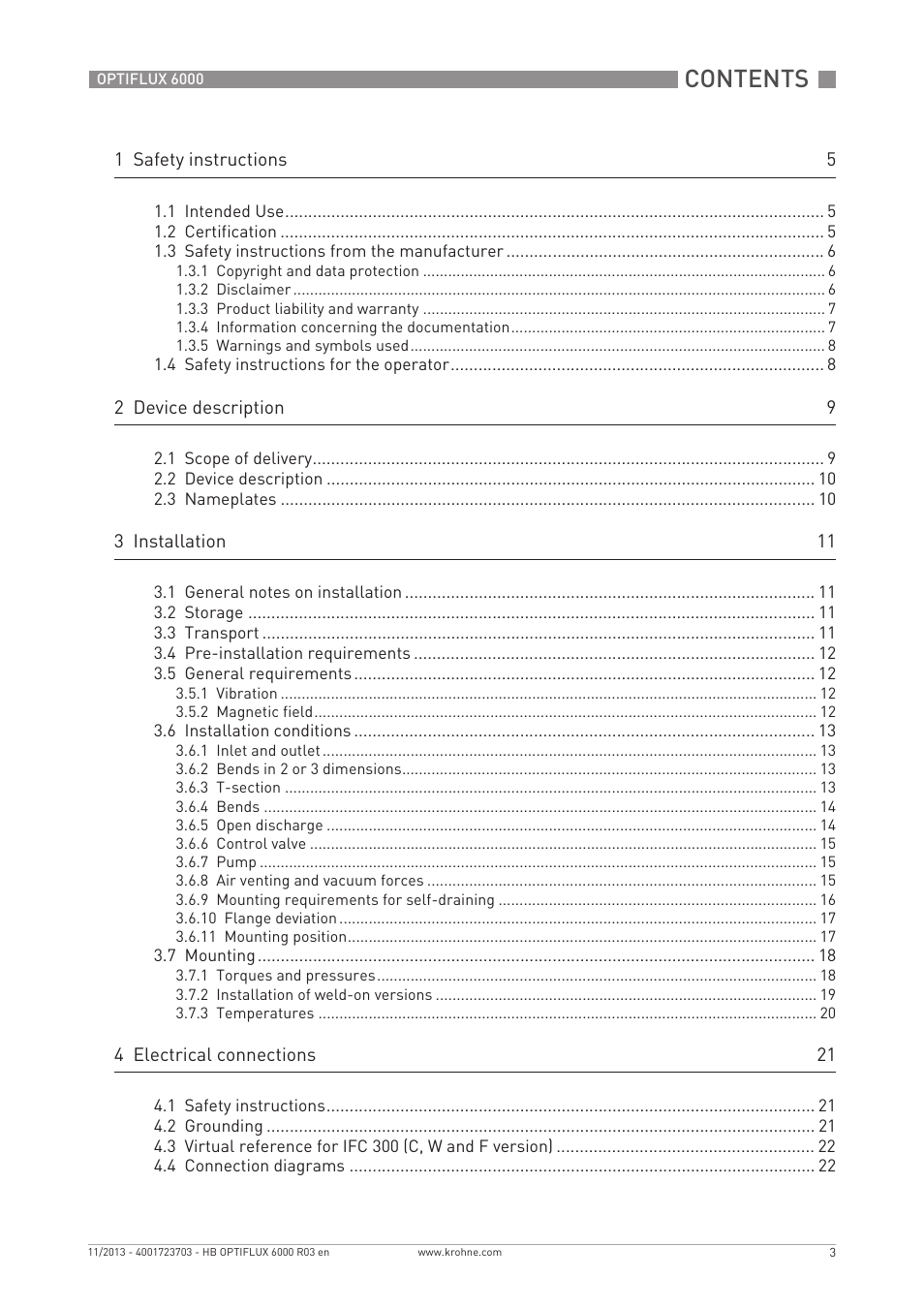 KROHNE OPTIFLUX 6000 EN User Manual | Page 3 / 40