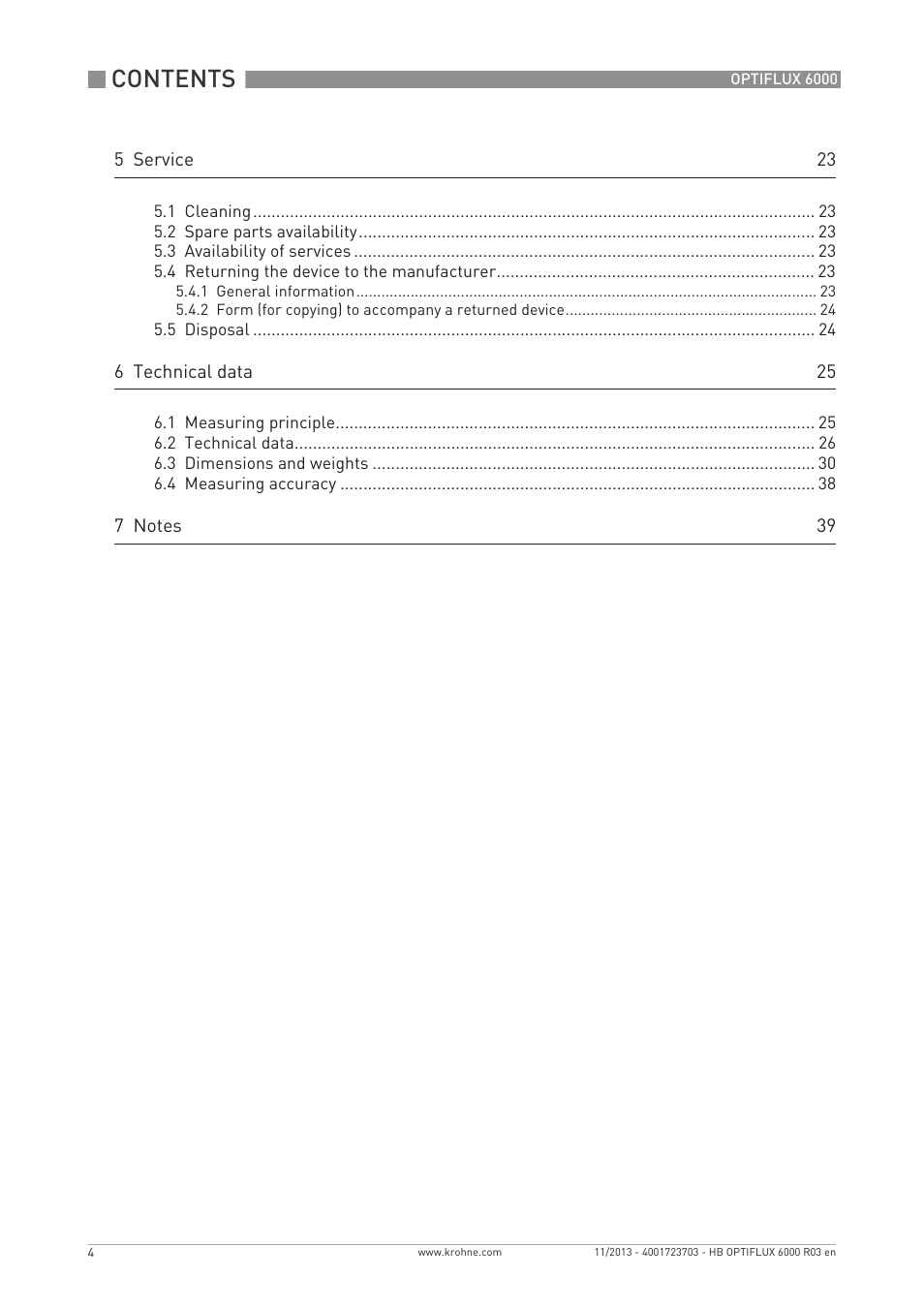 KROHNE OPTIFLUX 6000 EN User Manual | Page 4 / 40