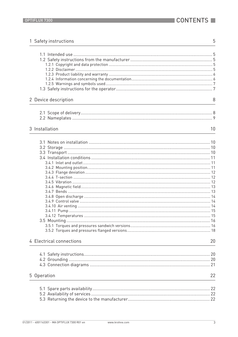 KROHNE OPTIFLUX 7300 EN User Manual | Page 3 / 40