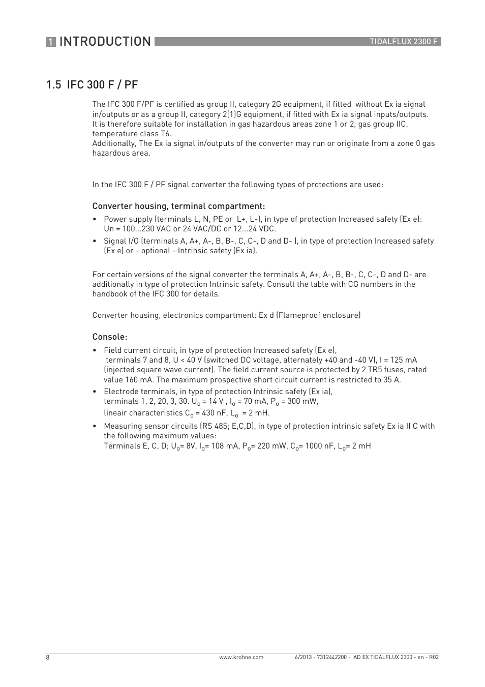 Introduction, 5 ifc 300 f / pf | KROHNE TIDALFLUX 2300 F Ex EN User Manual | Page 8 / 24