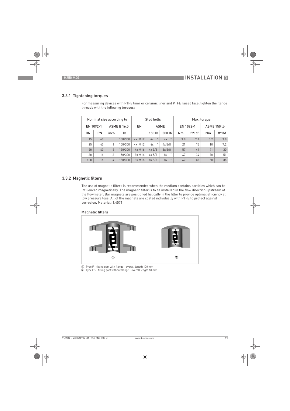 Installation | KROHNE H250 M40 EN User Manual | Page 21 / 80