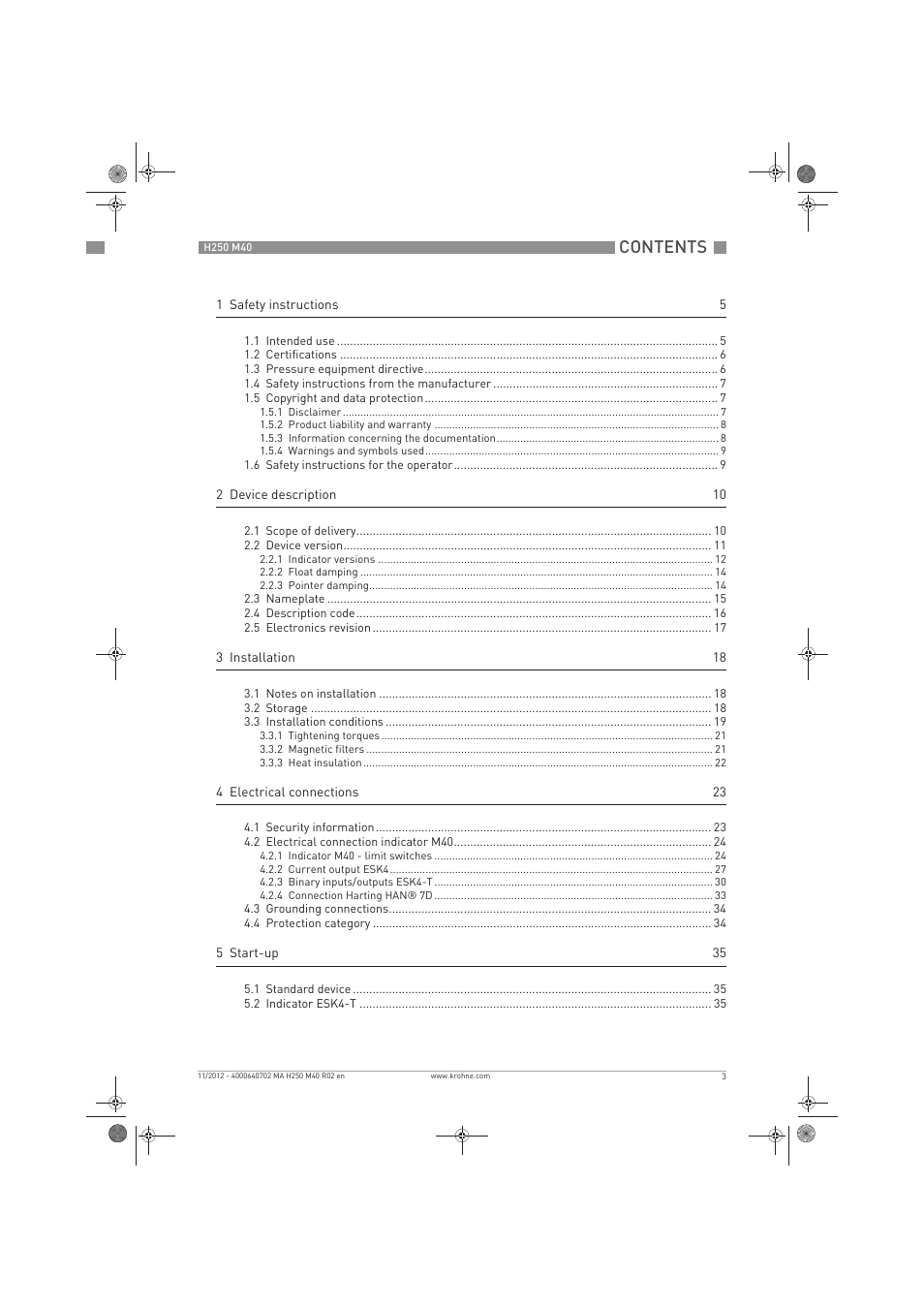 KROHNE H250 M40 EN User Manual | Page 3 / 80