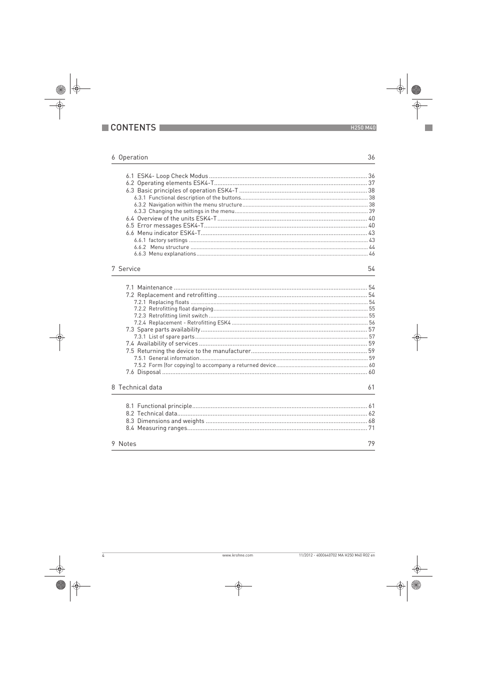 KROHNE H250 M40 EN User Manual | Page 4 / 80