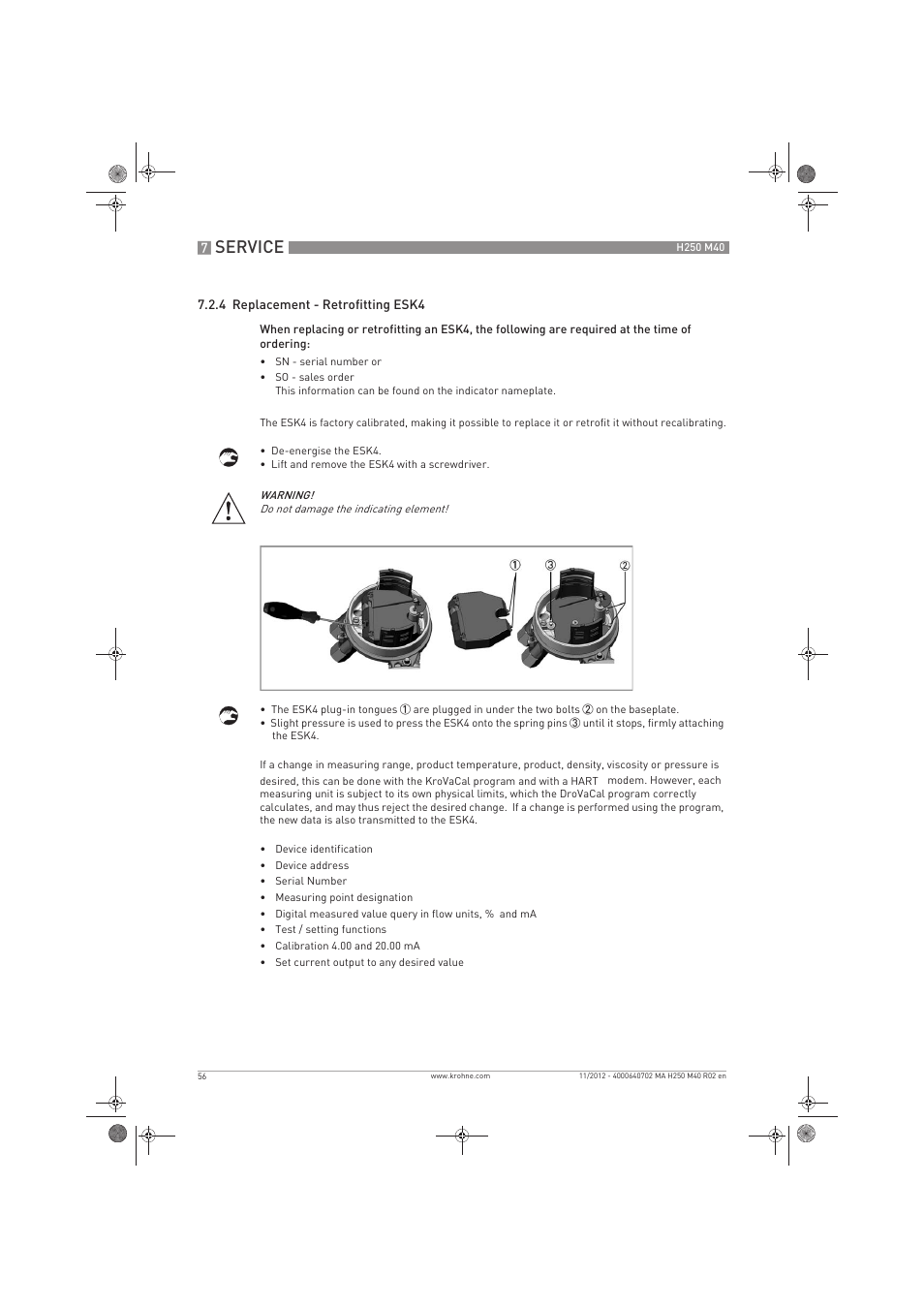 Service | KROHNE H250 M40 EN User Manual | Page 56 / 80