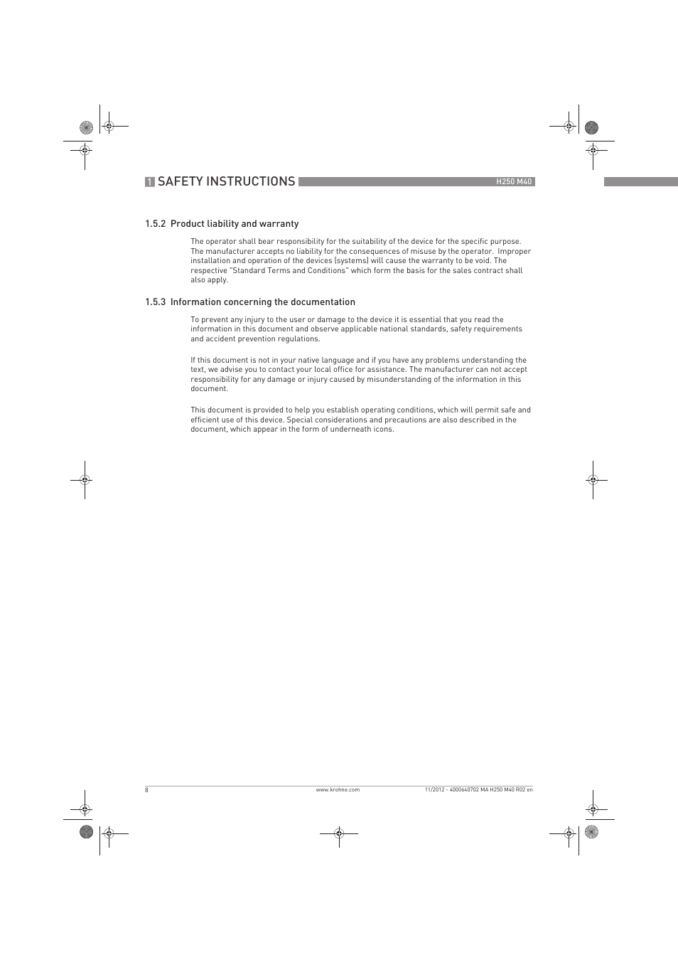 Safety instructions | KROHNE H250 M40 EN User Manual | Page 8 / 80