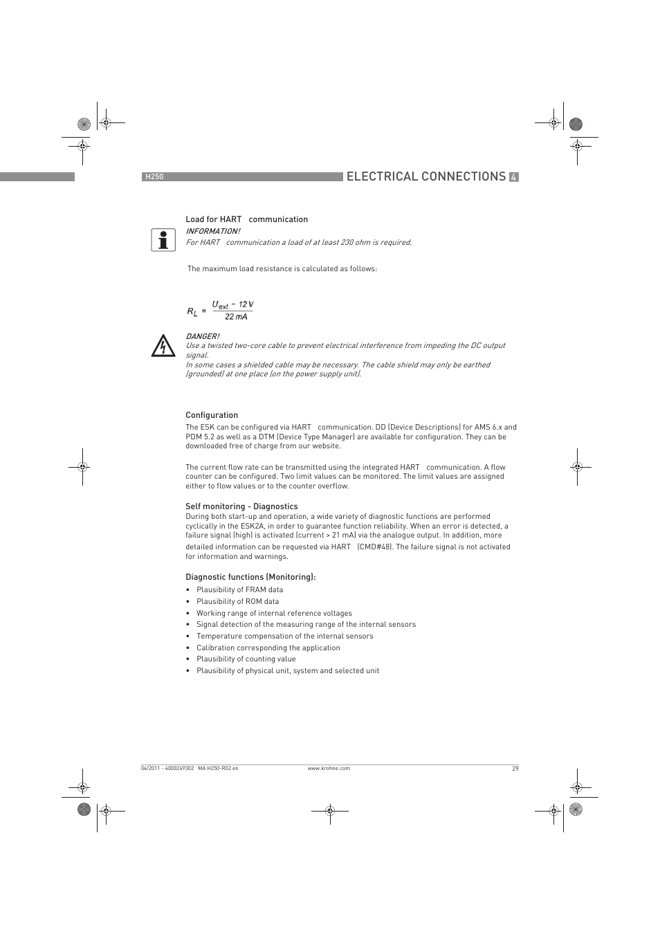 Electrical connections | KROHNE H250 M8-M9-M10 EN User Manual | Page 29 / 88