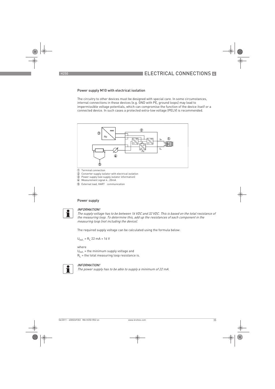 Electrical connections | KROHNE H250 M8-M9-M10 EN User Manual | Page 35 / 88