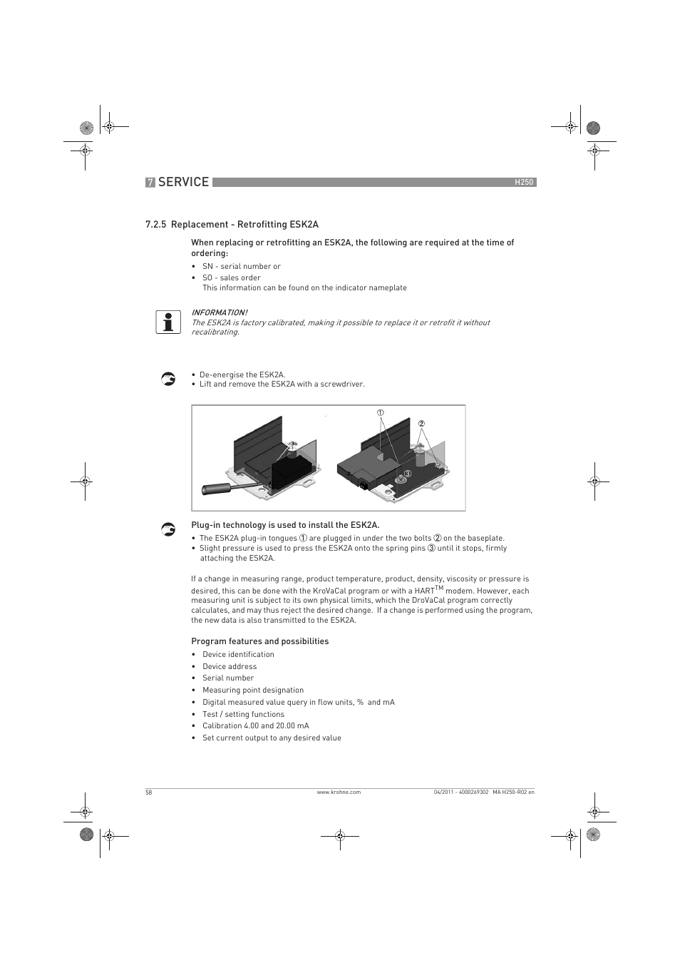 Service | KROHNE H250 M8-M9-M10 EN User Manual | Page 58 / 88