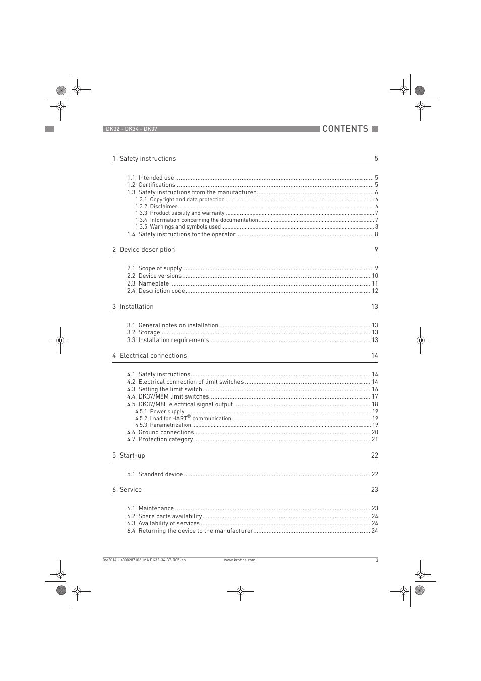 KROHNE DK 32-DK 34-DK 37 EN User Manual | Page 3 / 40