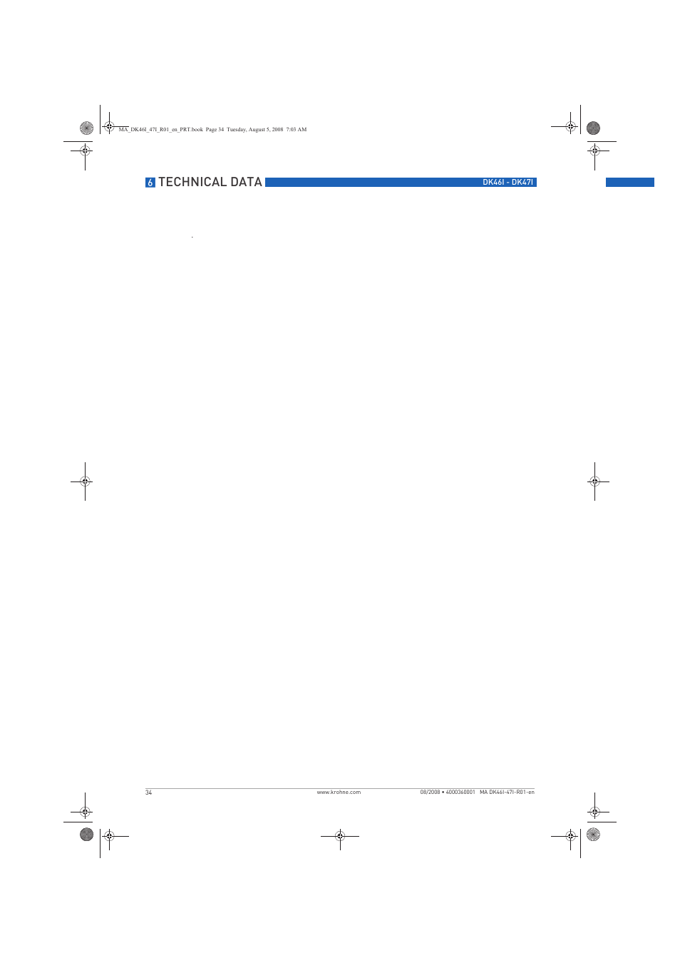 Technical data | KROHNE DK 46 I-DK 47 I EN User Manual | Page 34 / 36