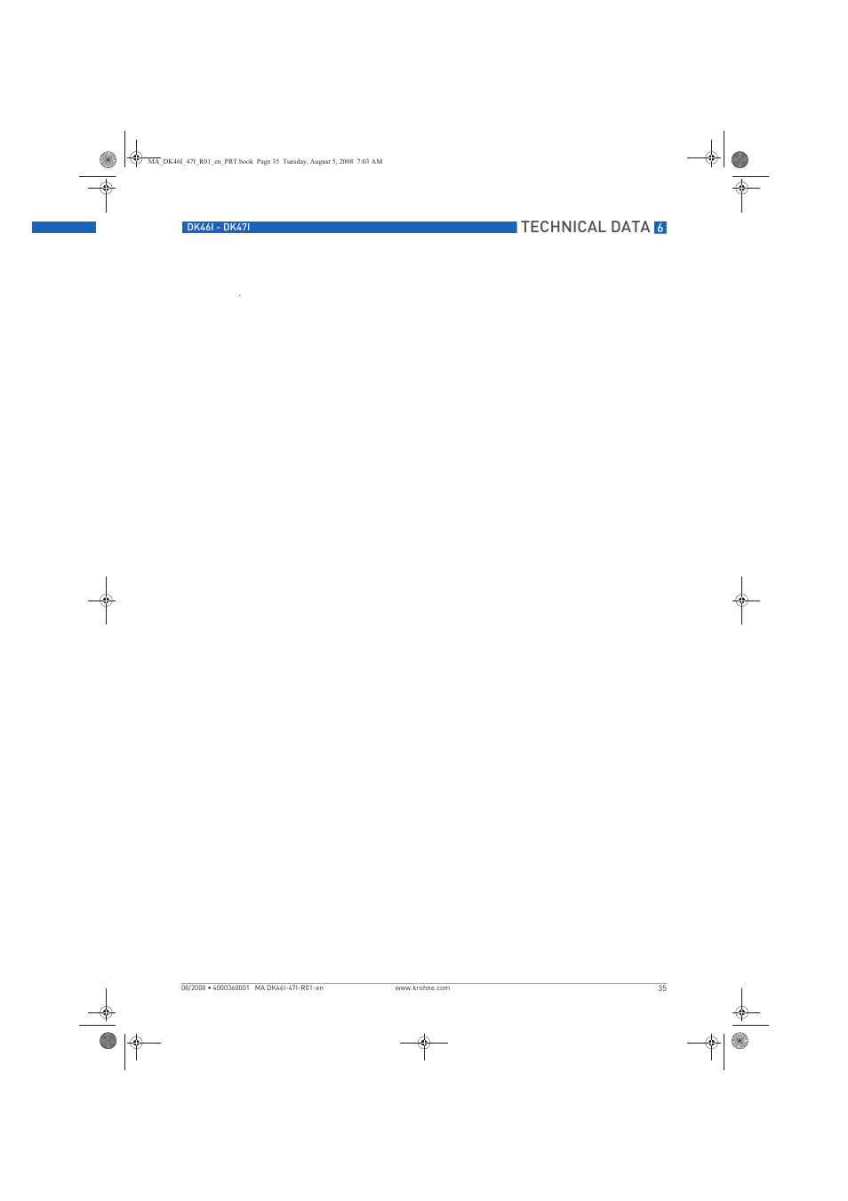 Technical data | KROHNE DK 46 I-DK 47 I EN User Manual | Page 35 / 36