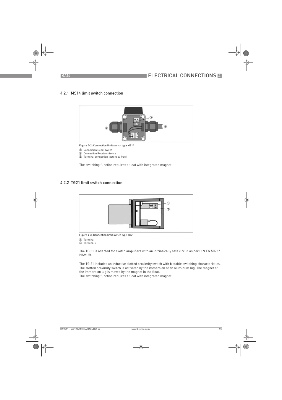 Electrical connections | KROHNE GA 24 EN User Manual | Page 13 / 28