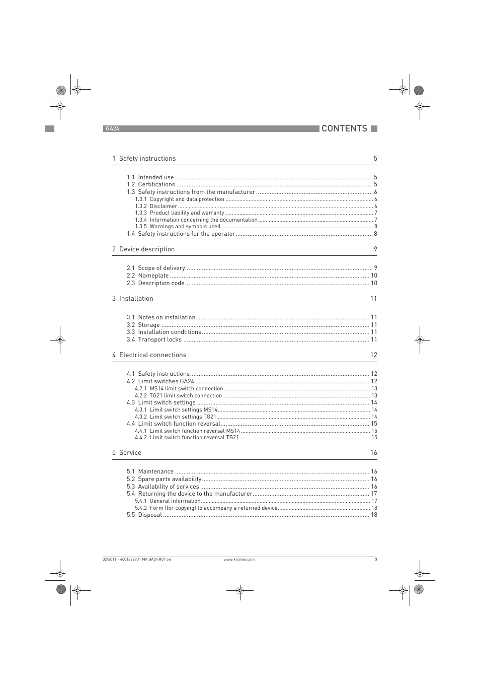 KROHNE GA 24 EN User Manual | Page 3 / 28