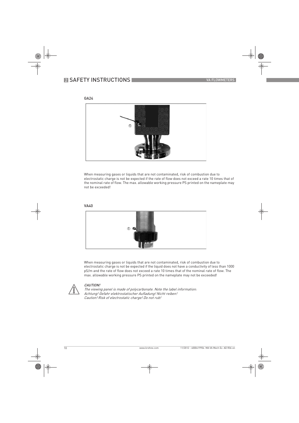 Safety instructions | KROHNE VA FLOWMETERS EN User Manual | Page 10 / 20