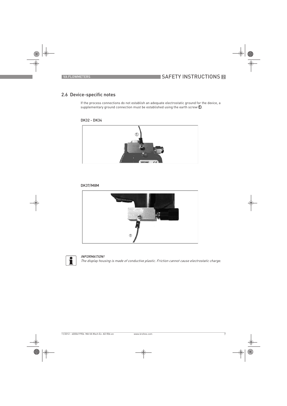 Safety instructions | KROHNE VA FLOWMETERS EN User Manual | Page 7 / 20