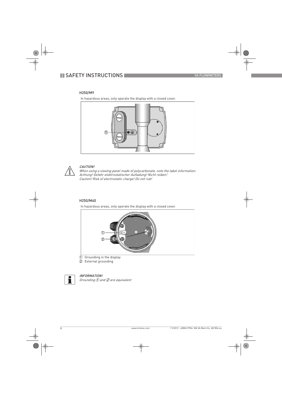 Safety instructions | KROHNE VA FLOWMETERS EN User Manual | Page 8 / 20