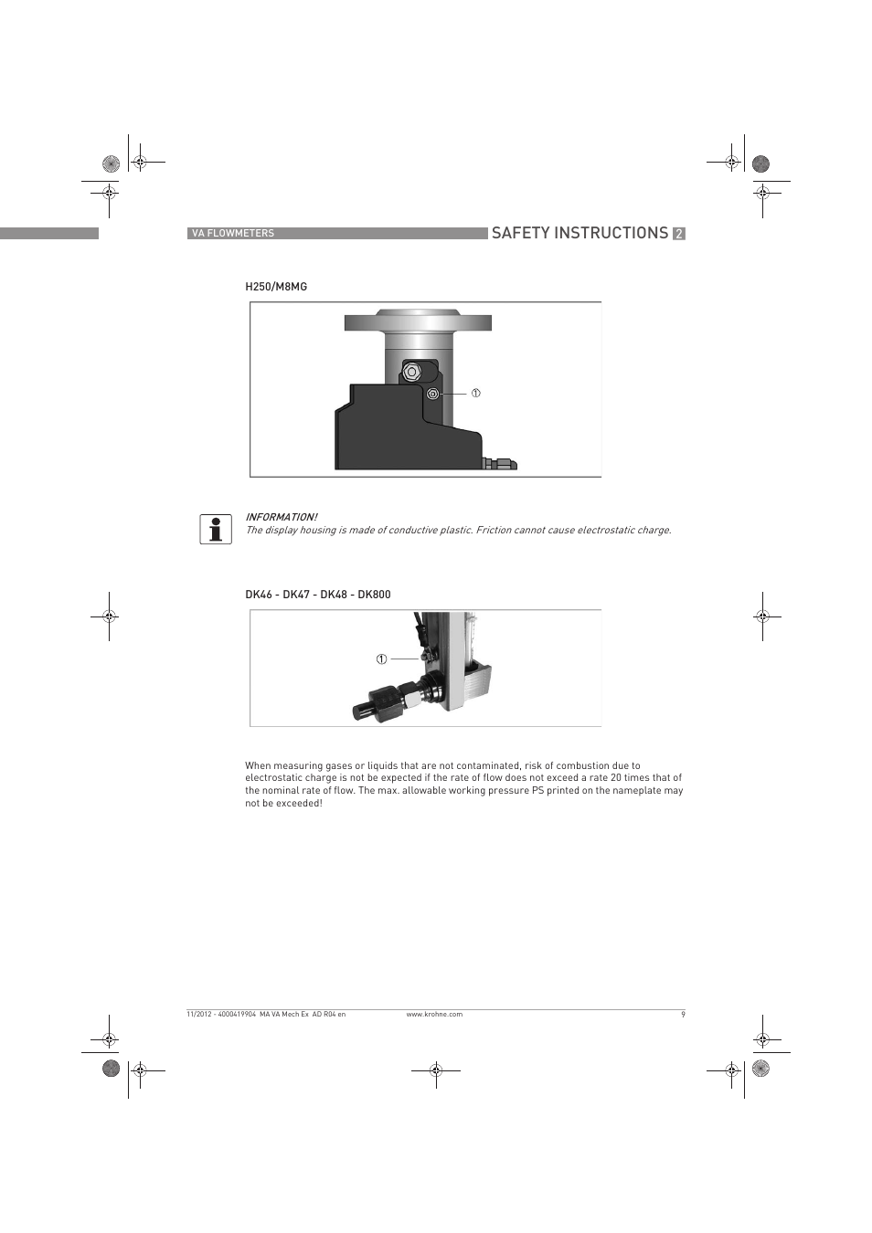 Safety instructions | KROHNE VA FLOWMETERS EN User Manual | Page 9 / 20