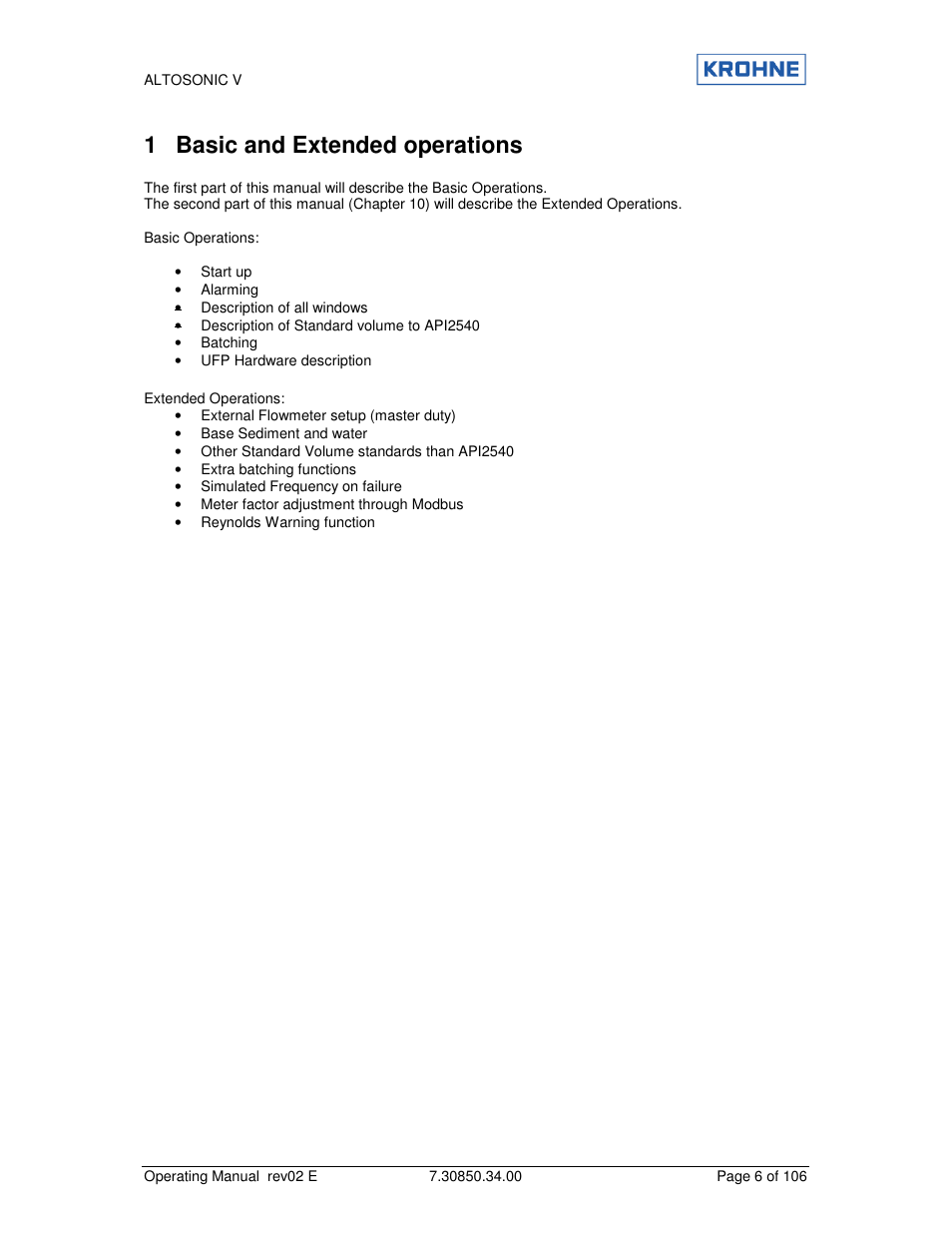 1 basic and extended operations | KROHNE ALTOSONIC V EN User Manual | Page 6 / 106