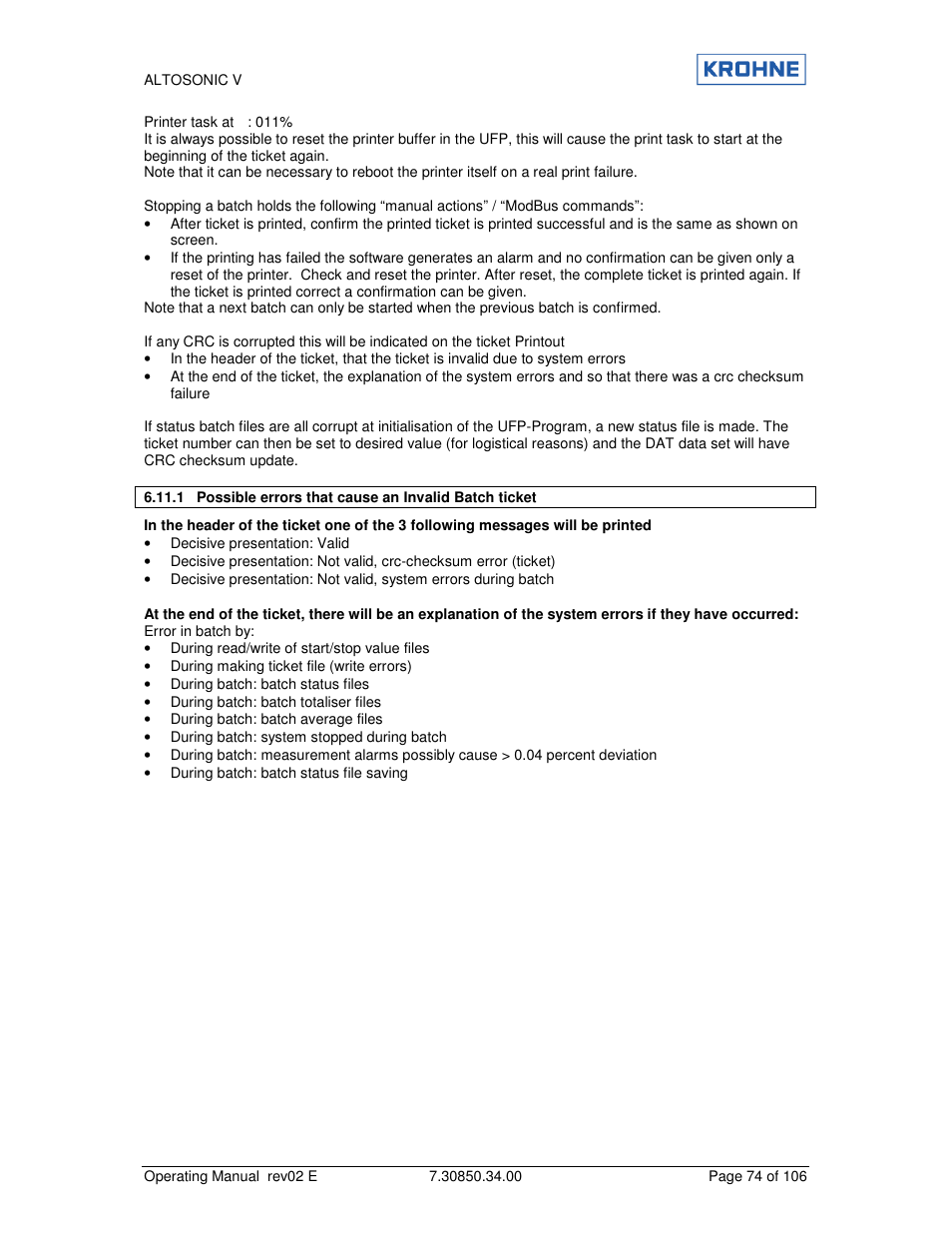 KROHNE ALTOSONIC V EN User Manual | Page 74 / 106