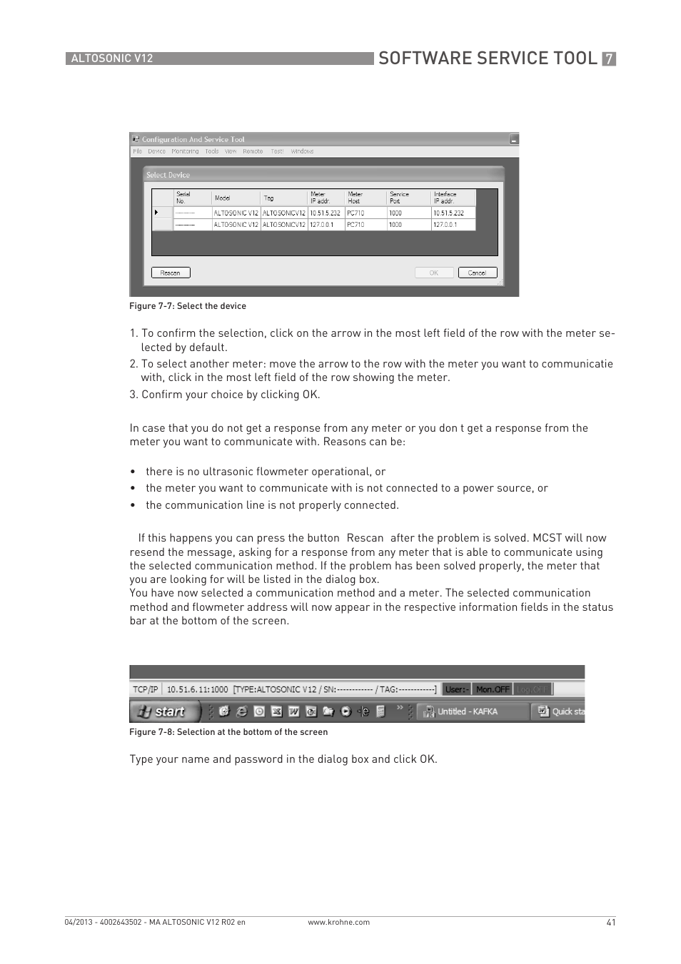 Software service tool | KROHNE ALTOSONIC V12 EN User Manual | Page 41 / 144