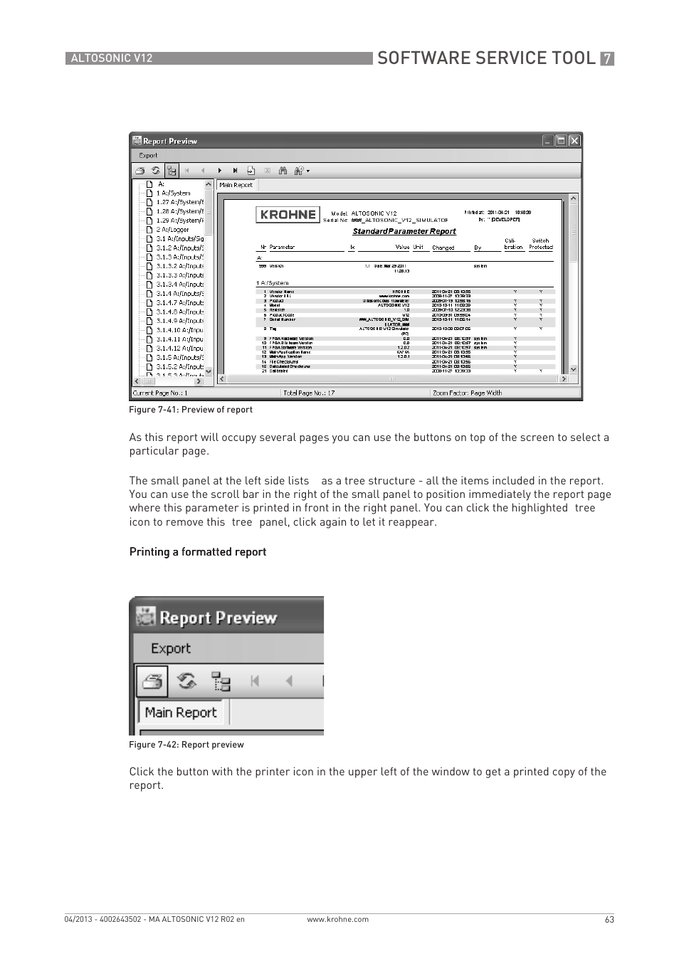 Software service tool | KROHNE ALTOSONIC V12 EN User Manual | Page 63 / 144