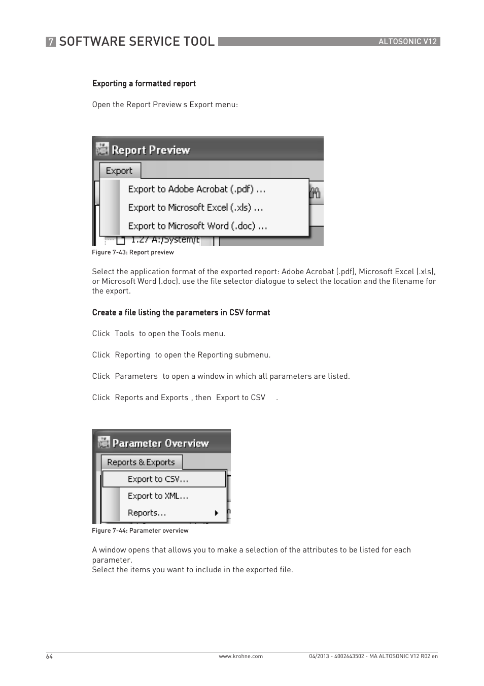 Software service tool | KROHNE ALTOSONIC V12 EN User Manual | Page 64 / 144