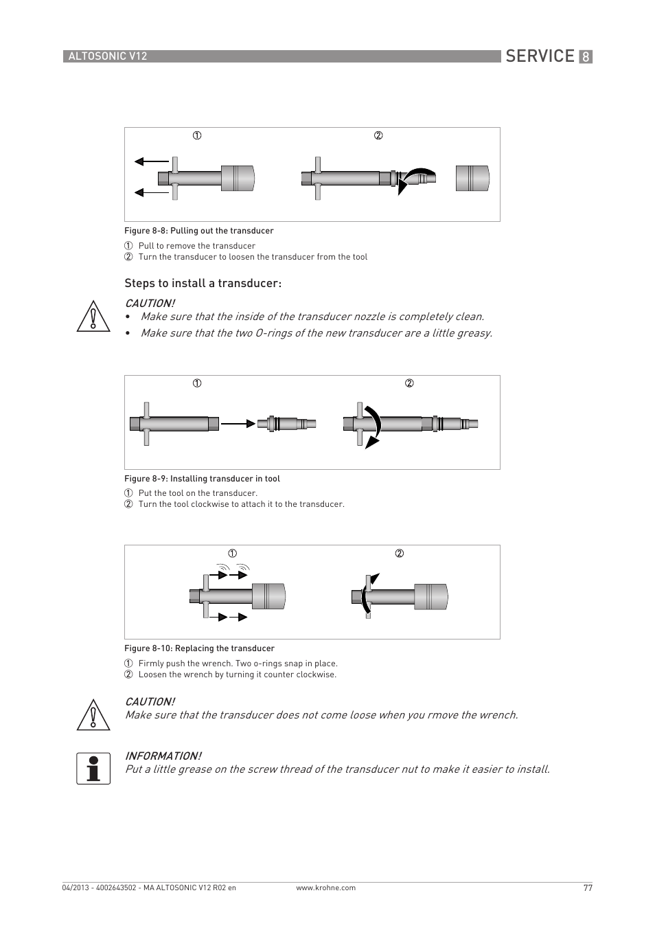 Service | KROHNE ALTOSONIC V12 EN User Manual | Page 77 / 144