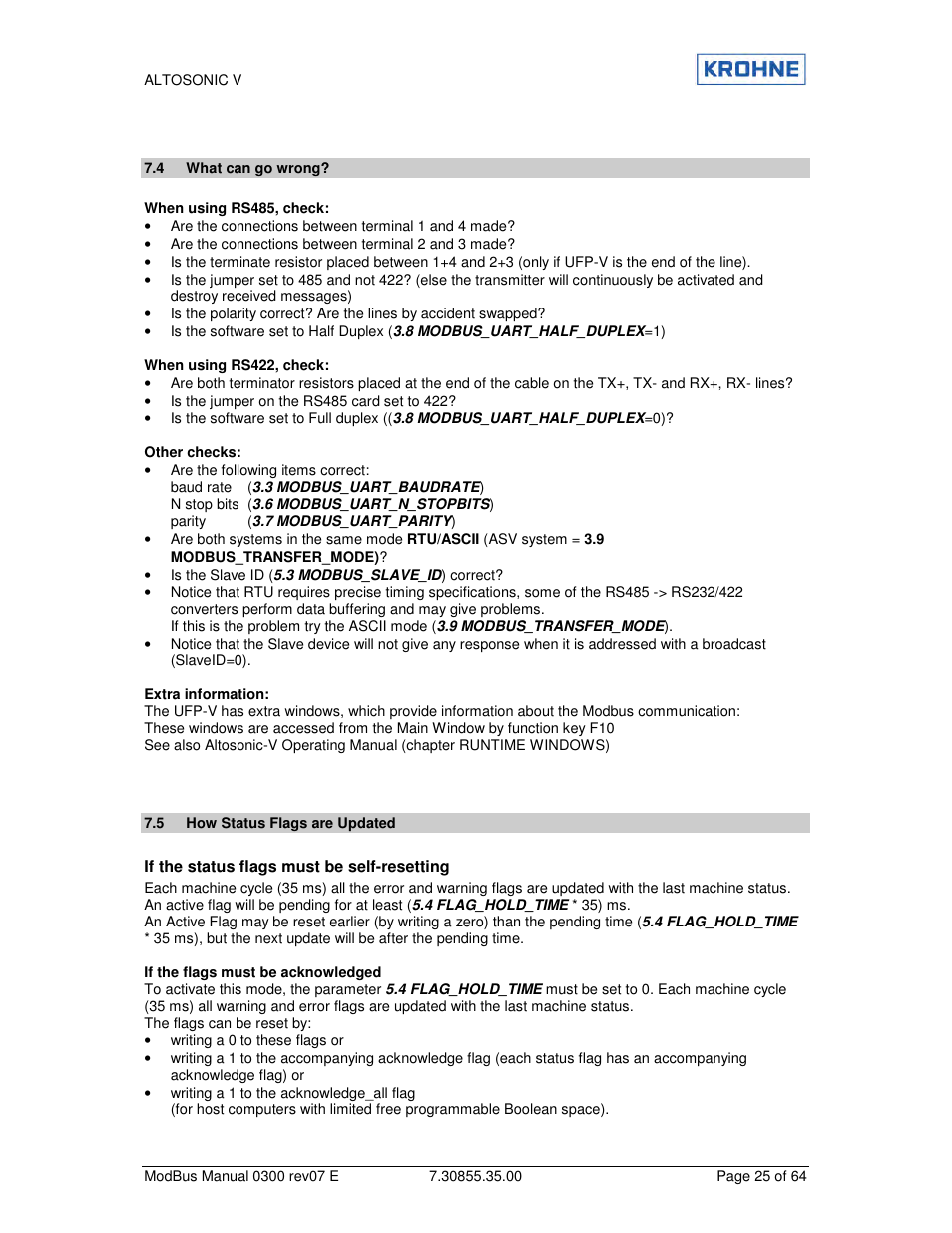 KROHNE ALTOSONIC V Modbus EN User Manual | Page 25 / 64