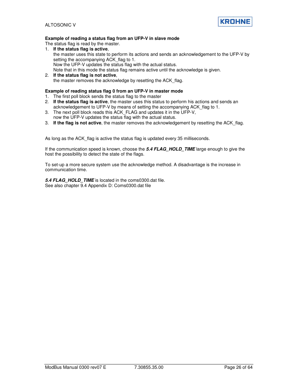 KROHNE ALTOSONIC V Modbus EN User Manual | Page 26 / 64