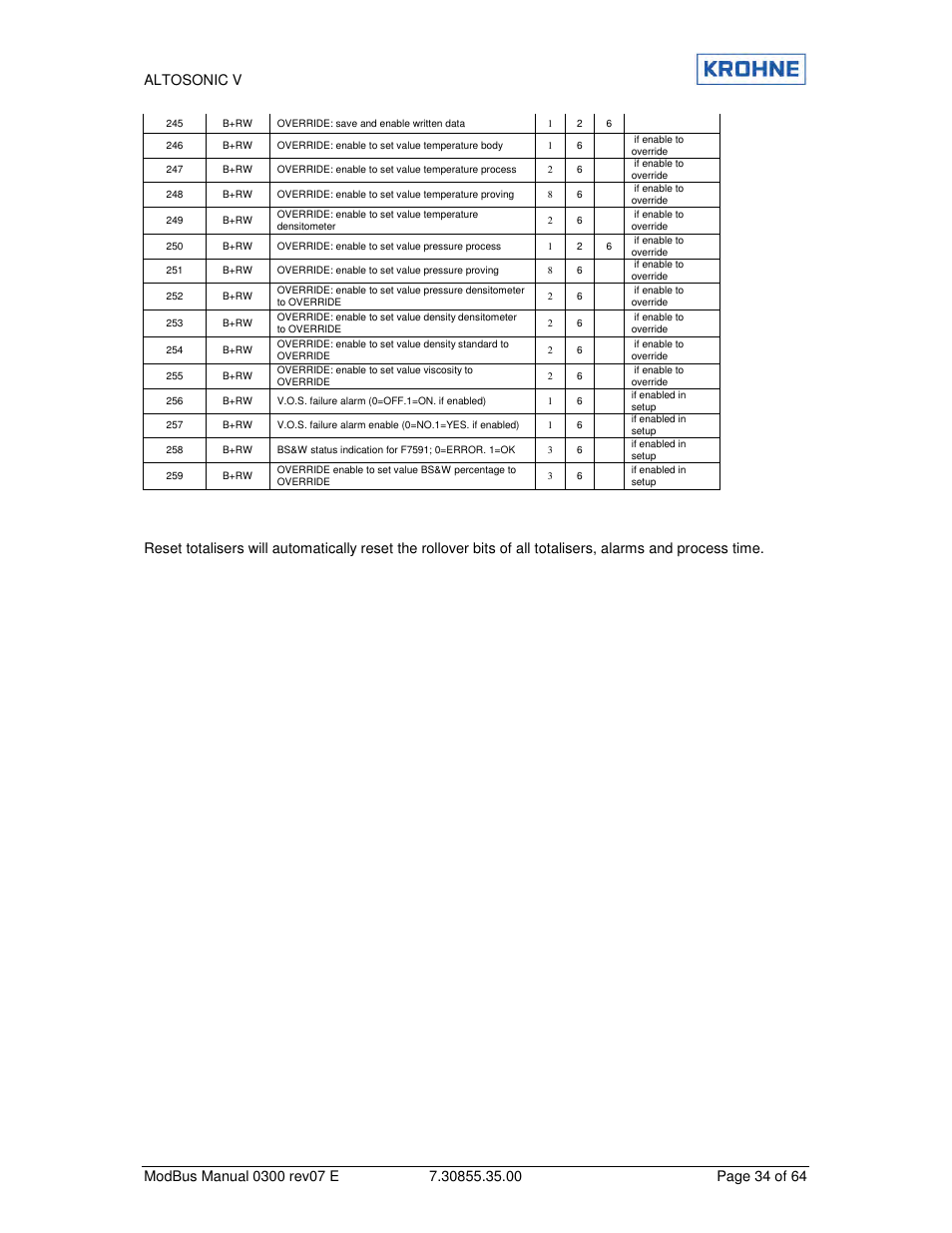 KROHNE ALTOSONIC V Modbus EN User Manual | Page 34 / 64
