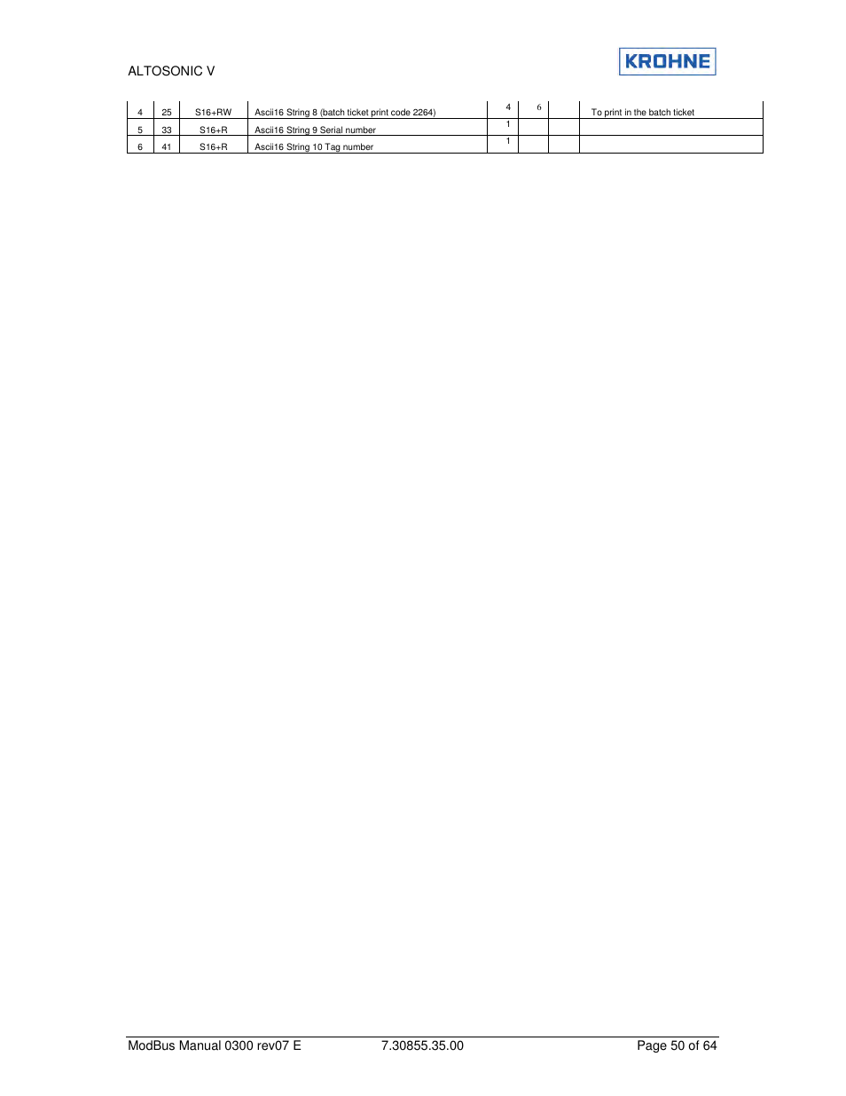 KROHNE ALTOSONIC V Modbus EN User Manual | Page 50 / 64