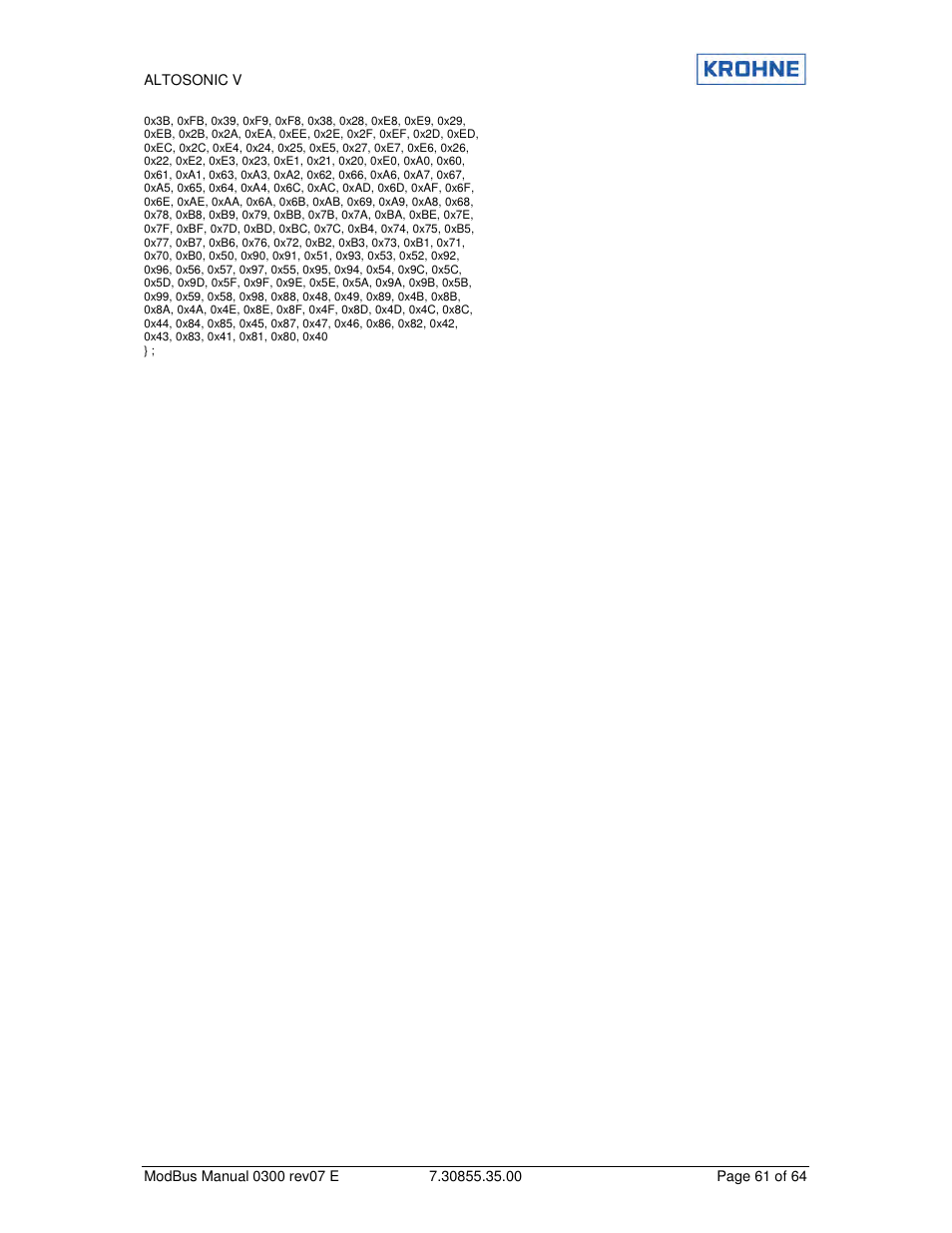 KROHNE ALTOSONIC V Modbus EN User Manual | Page 61 / 64