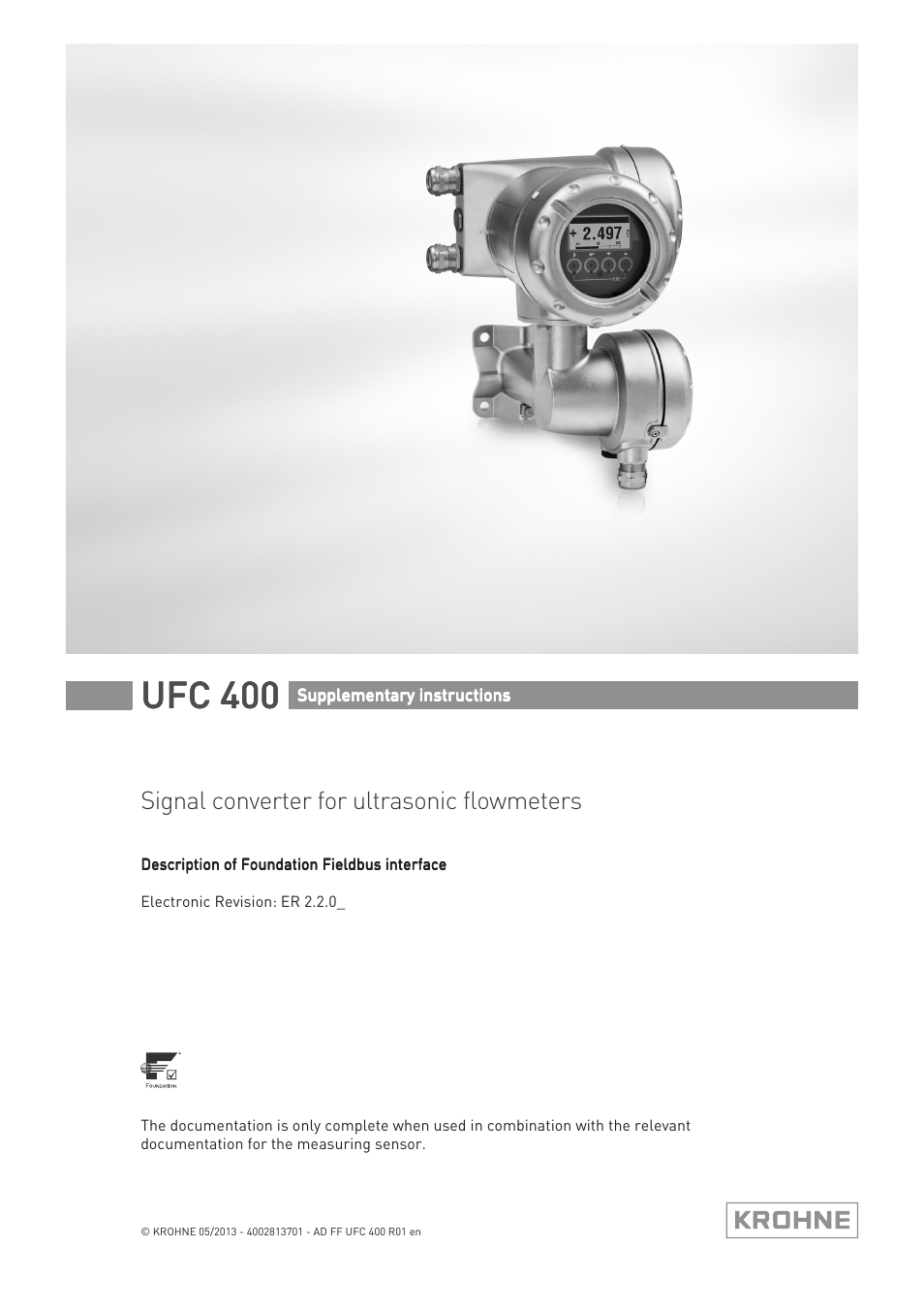 KROHNE UFC 400 FOUNDATION FIELDBUS EN User Manual | 76 pages