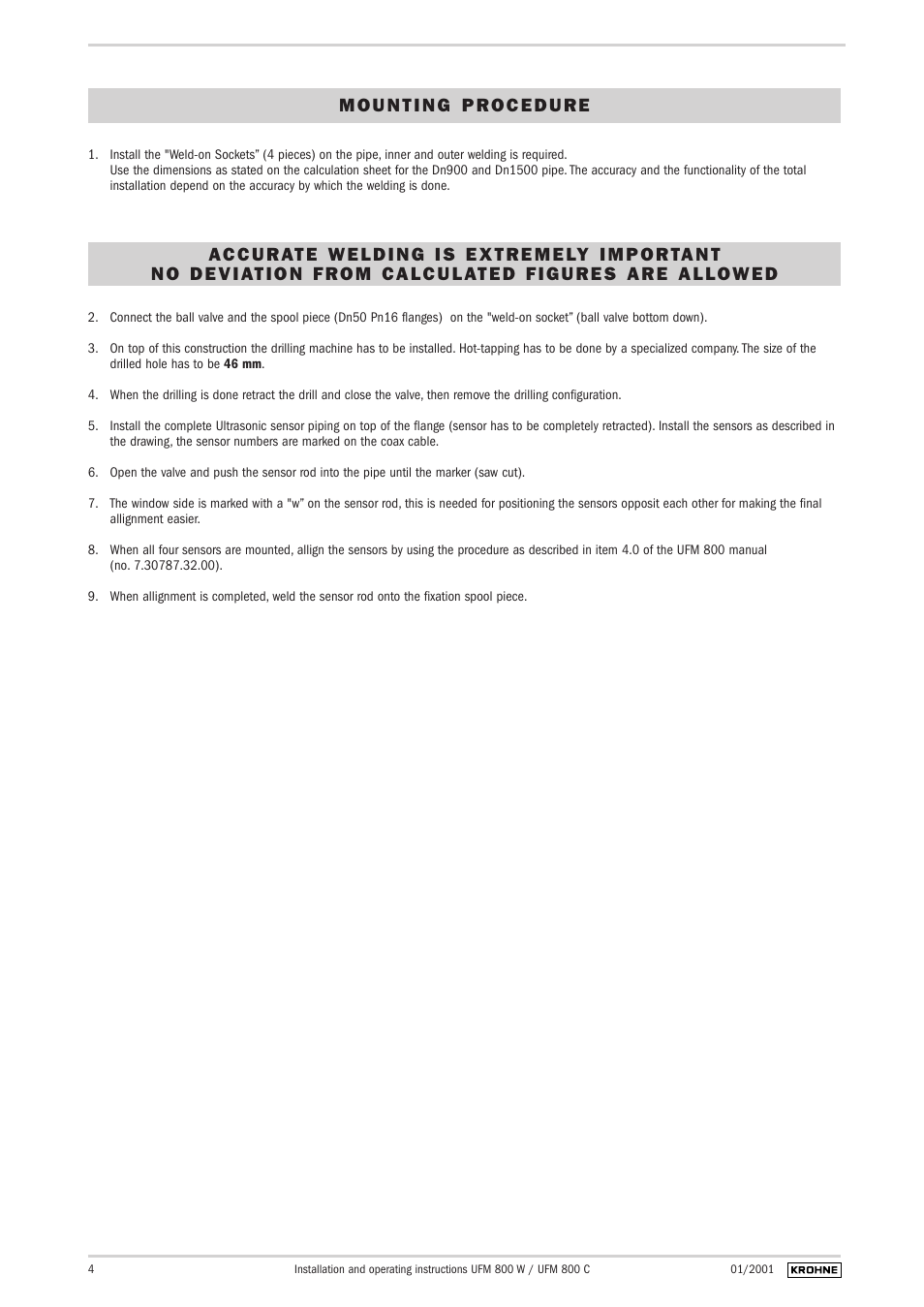 KROHNE UFM 800 Hot-Tap EN User Manual | Page 4 / 5