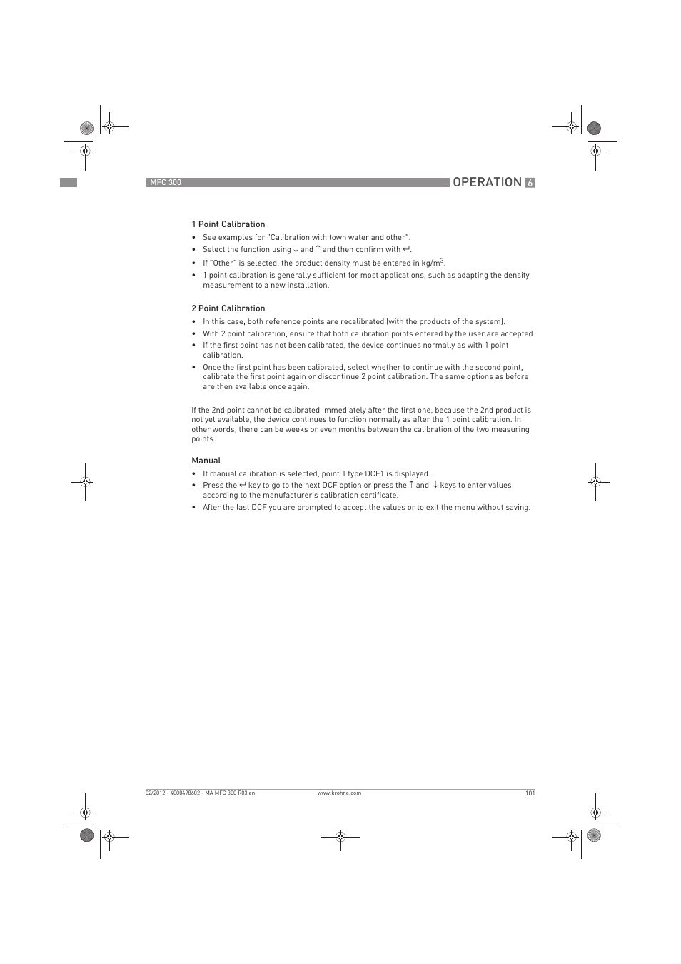 Operation | KROHNE MFC 300 EN User Manual | Page 101 / 180