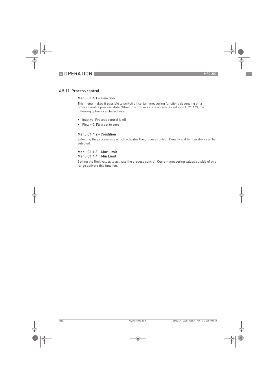 Operation | KROHNE MFC 300 EN User Manual | Page 108 / 180