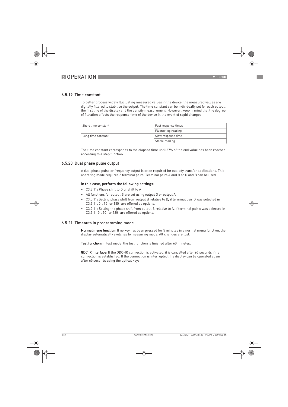 Operation | KROHNE MFC 300 EN User Manual | Page 112 / 180